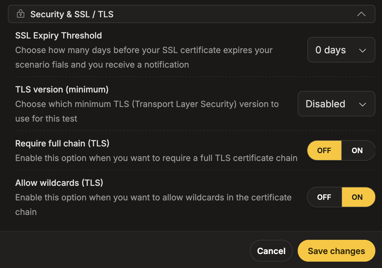 Security & SSL / TLS subsection