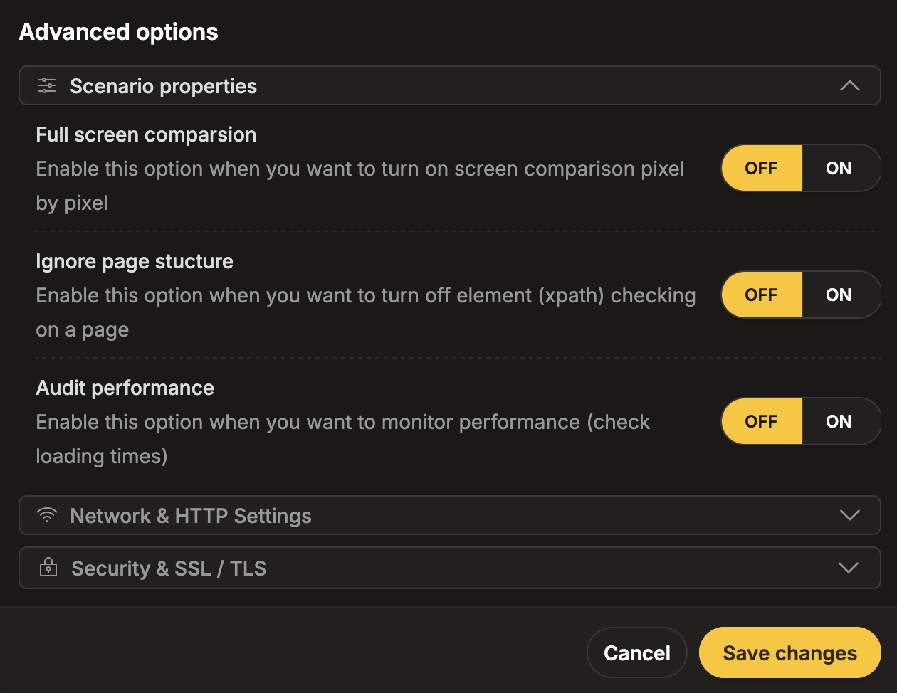 Ignore page structure option in advanced settings