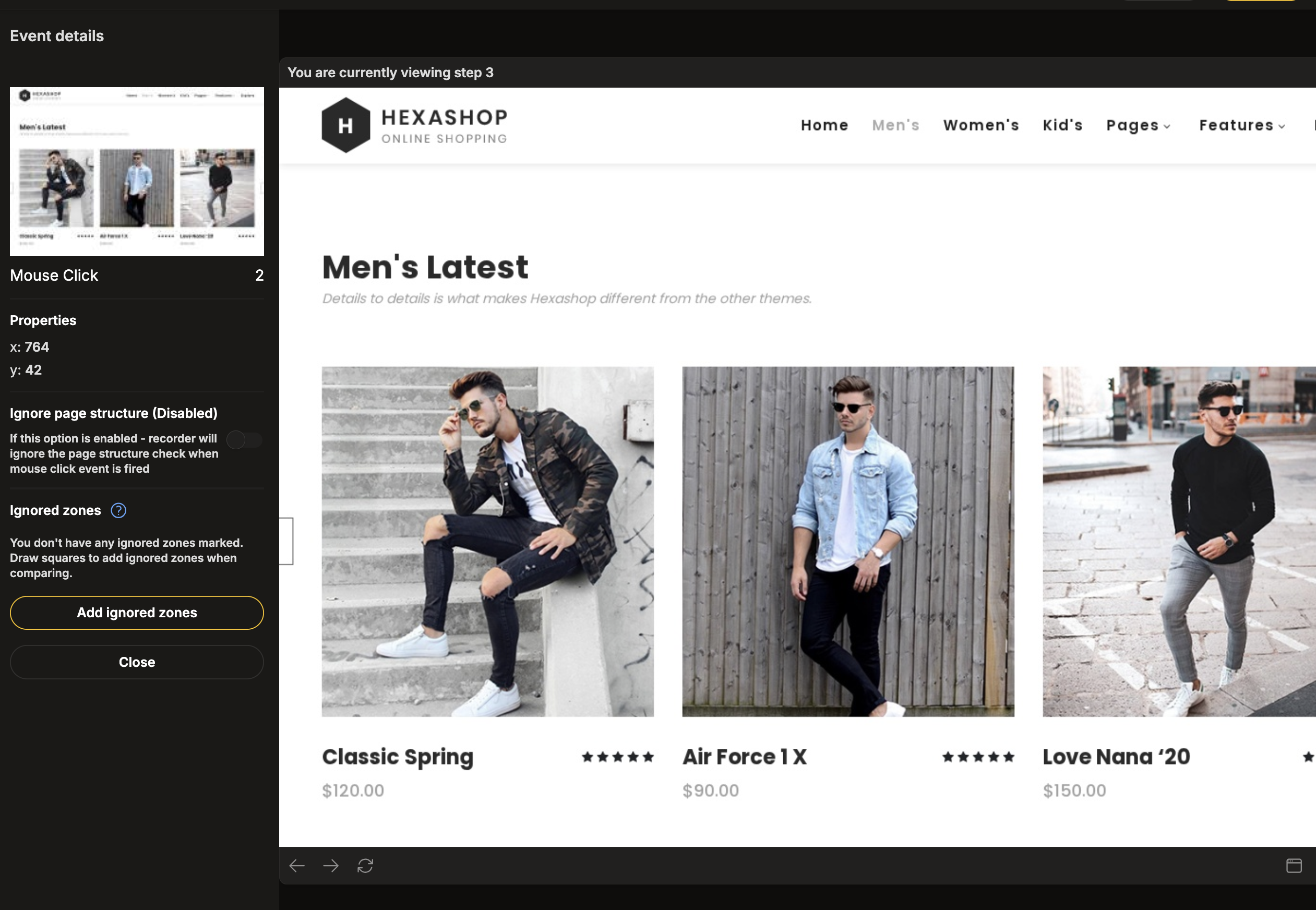 Preview mode showing website state
