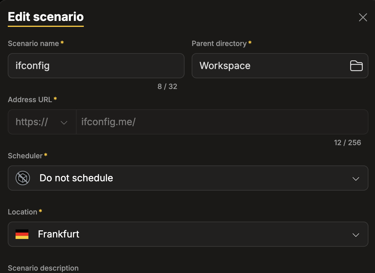Location configuration field