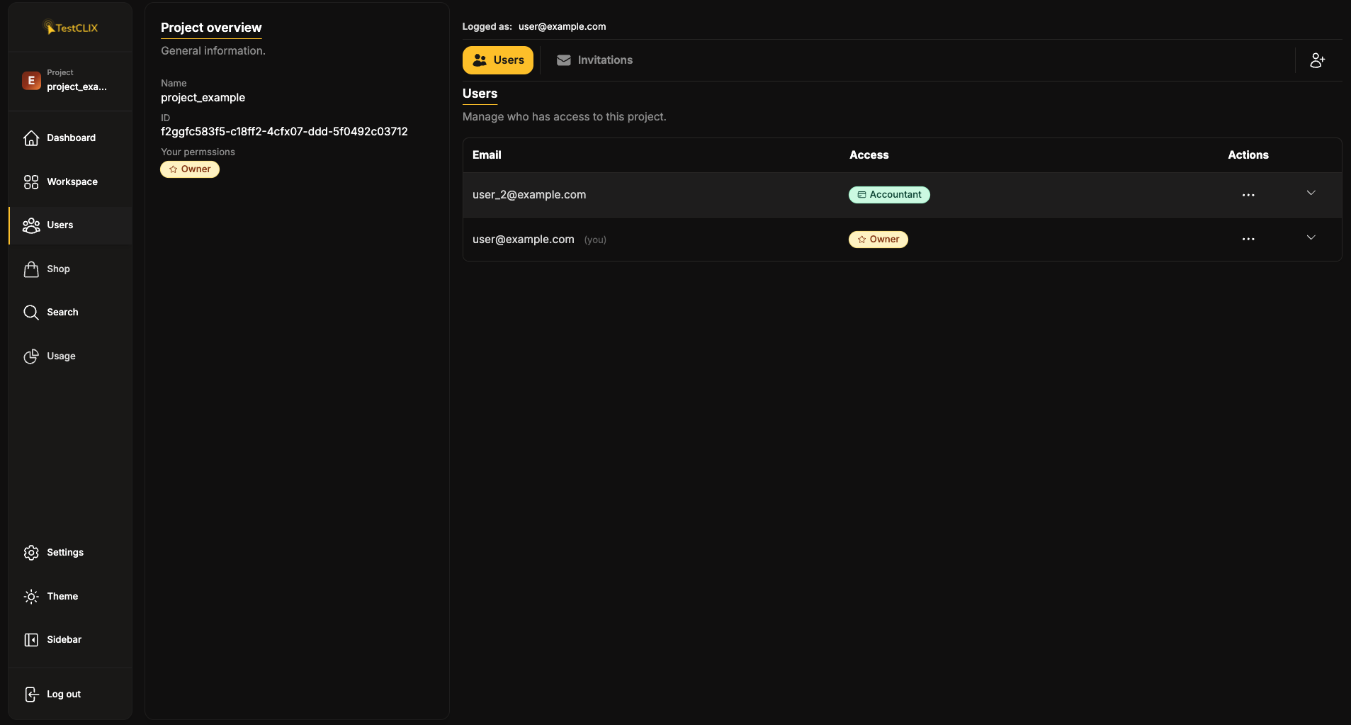 Your permissions badge on Users page
