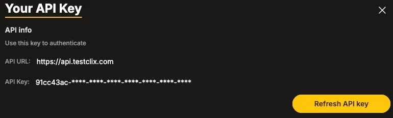 Refresh API key view