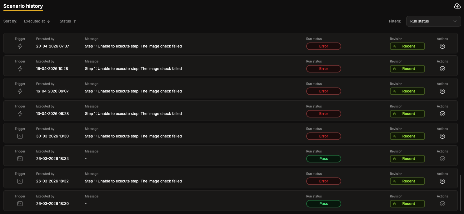 Runs status