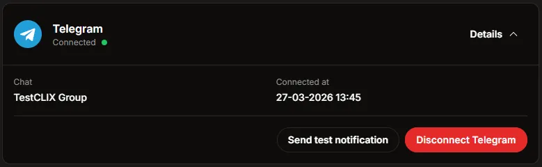 Telegram group chat connected