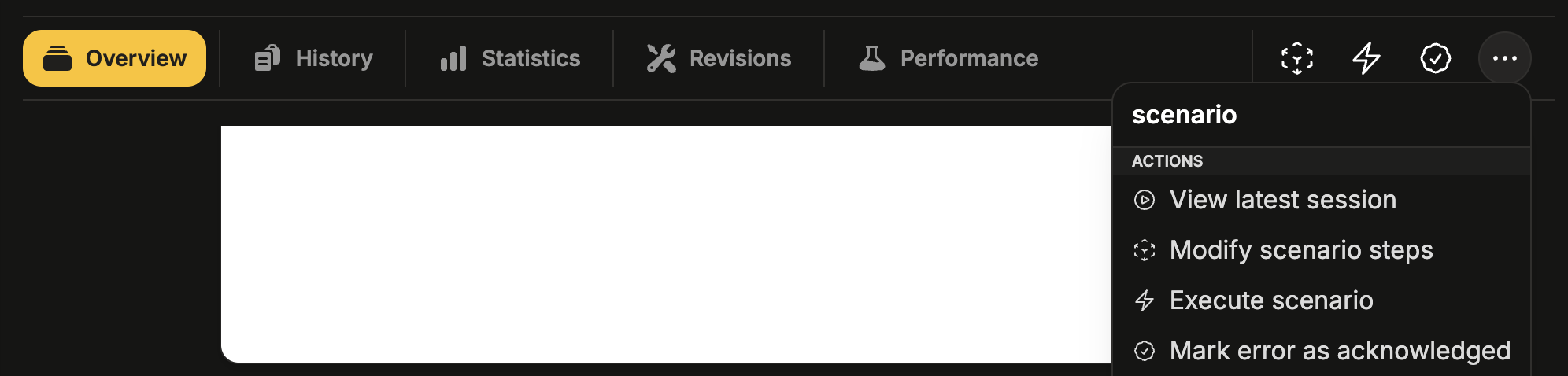Trigger acknowledged from the three-dot menu