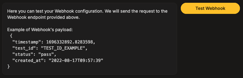 Test Webhook view
